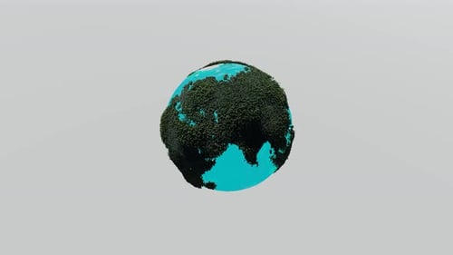 Earth rotates with green ocean