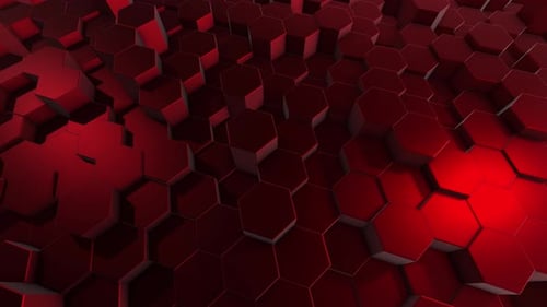 Dynamic Red Hexagon Grid Technology Abstract Background Loop