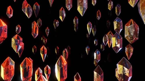 Glowing Reflective Crystals Floating Seamless Loop