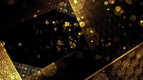 Elegant Golden Geometric Motion Background with Shimmering Particles