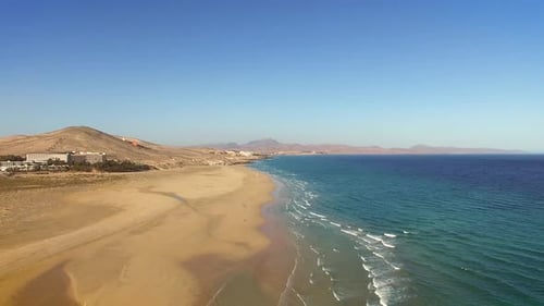 Aerial view of Sotavento lagoon beach in Fuerteventura, Canary Islands.