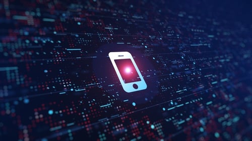 Futuristic Smartphone Icon Digital Data Loop