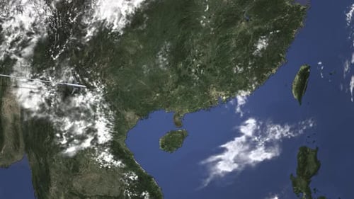 Commercial Airplane Flying To Shenzhen China