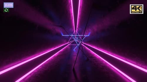 Futuristic Neon Tunnel Loop with Geometric Lines