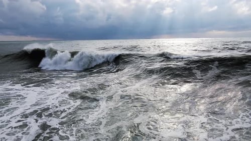 Crashing Waves on a Stormy Ocean Day