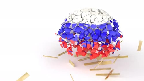 Impact of Sanctions: Breaking Flag Sphere 3D Animation