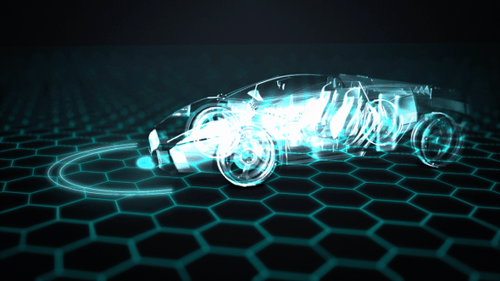 Futuristischer automatisierter Supersportwagen mit künstlicher Intelligenz (KI)