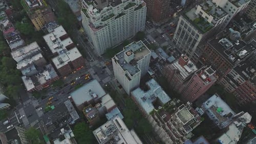 Aerial View of City Traffic and Buildings