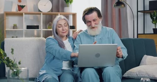 Senior Couple Chatting on Laptop Video Call