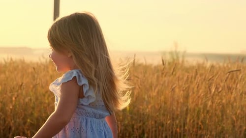 Portrait of a Little Girl in the Wheat Field