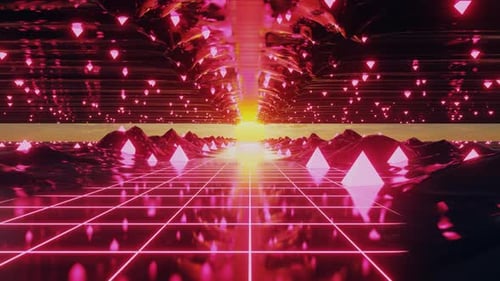 Space Retro Futurismus Konzept des Planeten am Ende des Tunnels