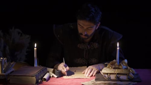 The use of old items in the historical place. Old letter writing.