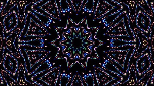 Vibrant Geometric Neon Light Kaleidoscope Background Loop
