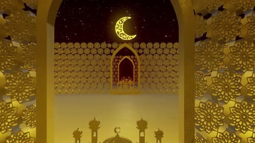 Golden Islamic Archway With Crescent Moon Opener