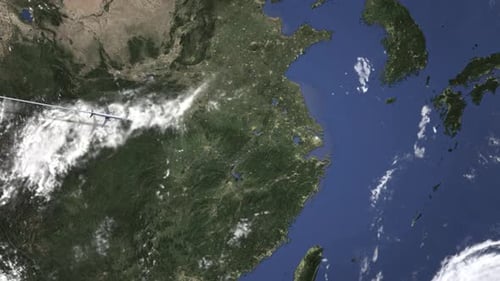 Airplane Flying To Shanghai China