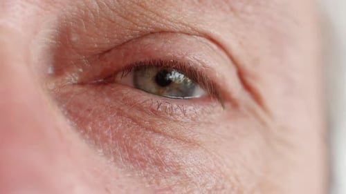 Extreme Close Up on Aging Human Eye