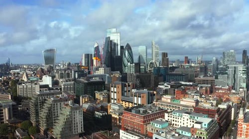 Aerial Panoramic Scene of the City Square Mile Financial District of London