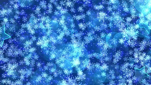 Animated Festive Blue Snowflakes and Stars Christmas Background