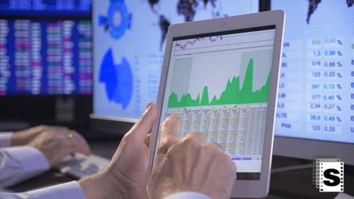 Hands on Tablet in Corporate Office Environment