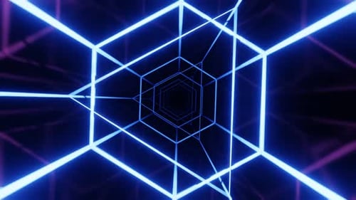 Futuristic Neon Hexagon Tunnel Loop Background