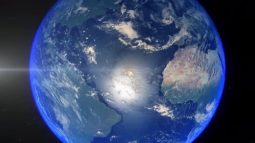 Realistic Earth Zoom Out Clouds Atlantic Ocean