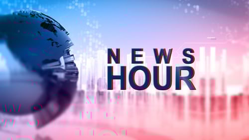Modern News Broadcast Intro with Spinning Globe and Abstract City Reveal