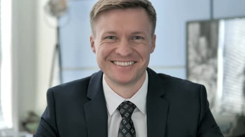 Smiling Business Man in Suit Close Up