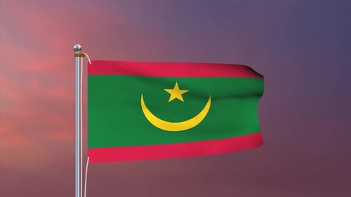 Mauritania National Flag Waving in Realistic 3D Animation