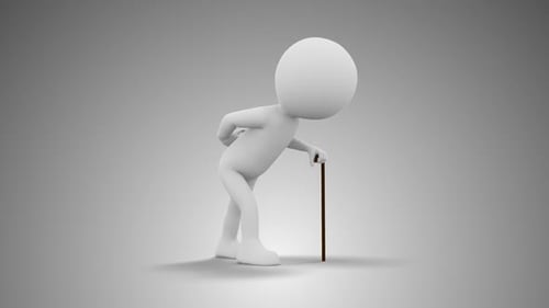 3D Man Old Man Walking With A Stick Loop