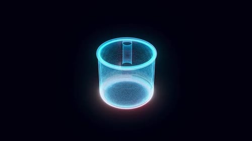 Futuristic Neon Wireframe Mug 3D Hologram Animation Loop