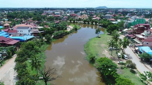 Cidade de Siem Reap, no Camboja, vista do céu