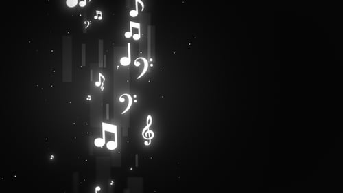 Glowing Musical Notes Upward Flowing Motion Background Loop