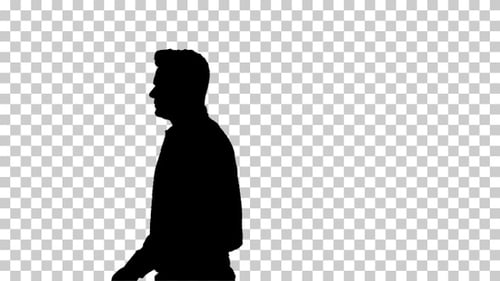 Silhouette man walking, Alpha Channel