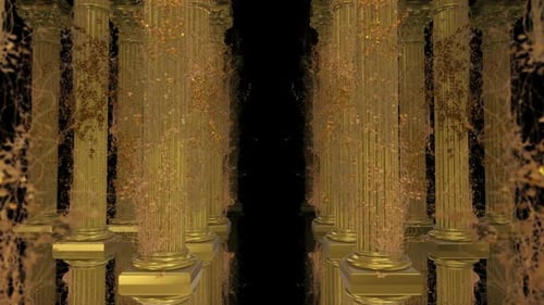 Elegant Golden Pillars with Growing Vines Animation