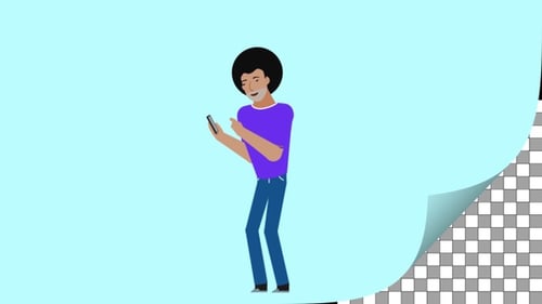 Flat Design Animated Character Using Smartphone