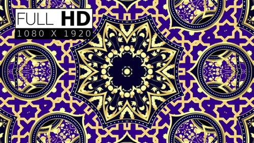 Golden and Purple Mandala Kaleidoscope Decorative Pattern Animation