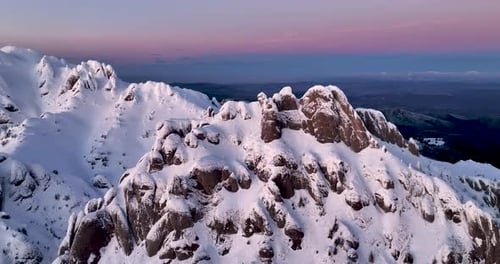 Aerial View of Ciucas Romania at Sunset