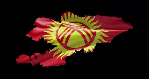 3D Animation of Kyrgyzstan Map with Waving Flag