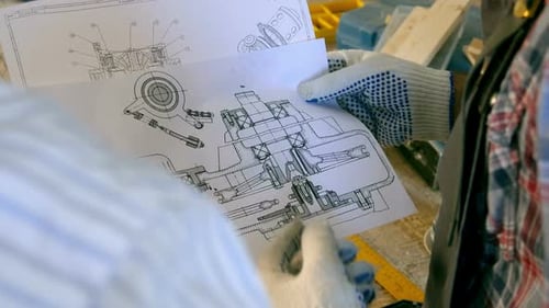 Two Carpenter View Drawings in Workshop