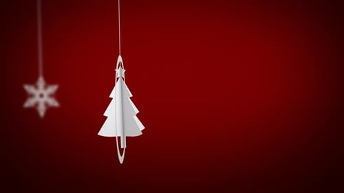 Minimalist Paper Cut Christmas Tree Ornament Animation