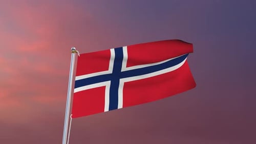 Realistic Waving Flag of Norway Animation on Pole