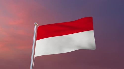 Realistic Waving Flag of Indonesia Animation Loop