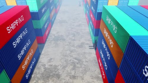 Forklifts Moving Shipping Containers in a Logistics Yard
