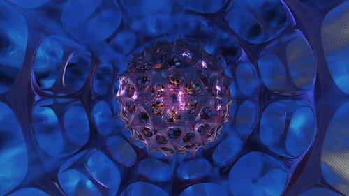 Sci-fi Tunnel with Smoke and Glowing Spiky Orb