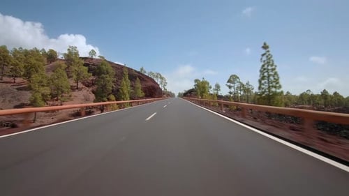 Driving a car with attached action cam in Teide National Park Tenerife