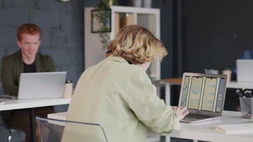 People Working on Laptops in Bright Modern Office