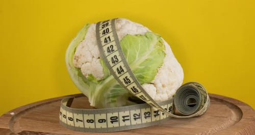 Cauliflower Wrapped With a Measuring Tape