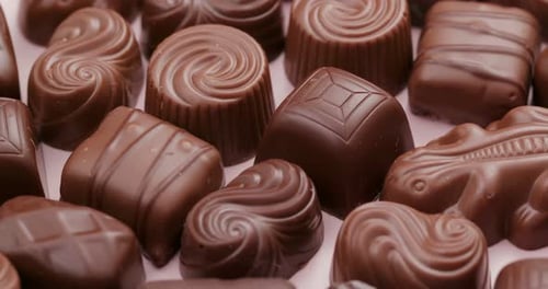 Assorted Milk Chocolates in Close-Up Detail
