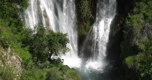 Manojlovac Waterfall, Krka Natural Park, Near Sibenik in Damaltia, Croatia, Real Time 4K