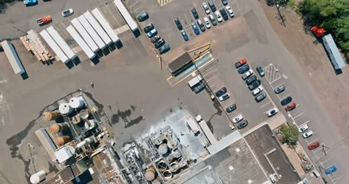 Aerial Top View System Chemical Industry with of Detail of a Heavy Chemical Industrial Plant